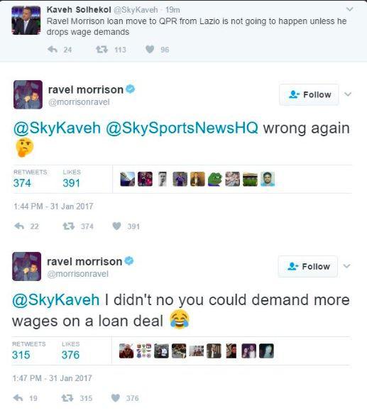  The Twitter exchange between Morrison and a Sky journalist