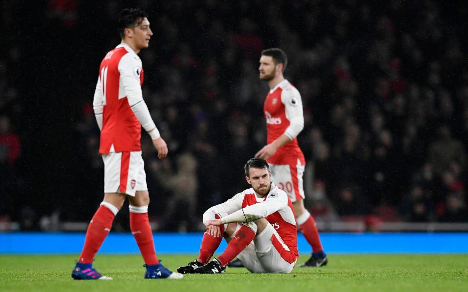  Arsenal will be sweating on the fitness of midfielder Aaron Ramsey after hobbling off injured