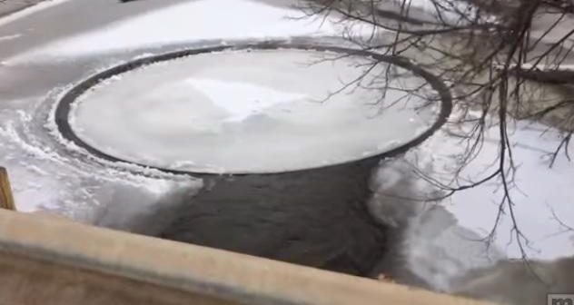  The mystery spinning ice disk was spotted in Michigan over the weekend