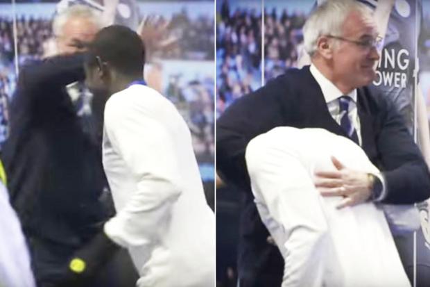 Claudio Ranieri N'Golo Kante headlock