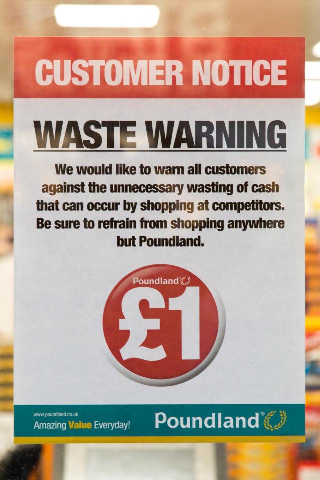  Poundland has put up the sign in its store in response to plans for supermarkets to put up notices warning shoppers about food waste