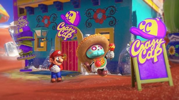  A shot from Super Mario Odyssey shows the several personalities of Cappy, Mario's powerful hat