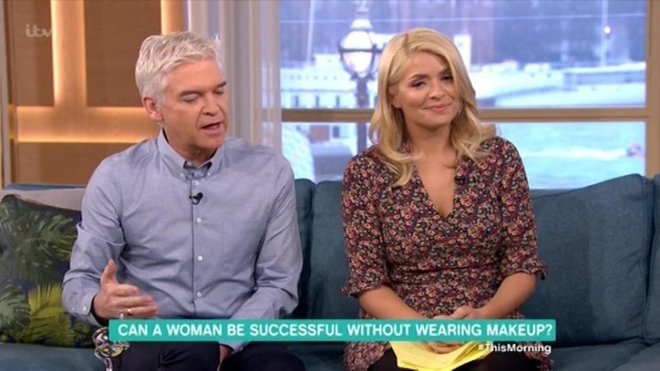  This Morning viewers were torn over a debate about whether women should wear make-up at work