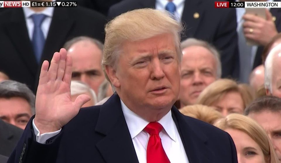  Trump is pictured as he's giving the oath