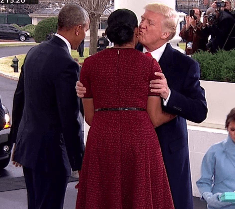  Donald Trump was seen kissing Michelle Obama on the cheek