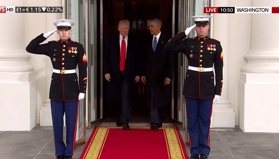  Donald Trump and President Obama were seen leaving the White House before heading to Capitol Hill in a limo