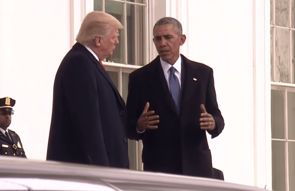  Obama and Trump seemed deep in conversation as they left the White House