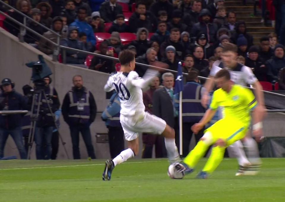  Alli was clearly frustrated at not getting a free-kick seconds earlier for what he thought was a foul