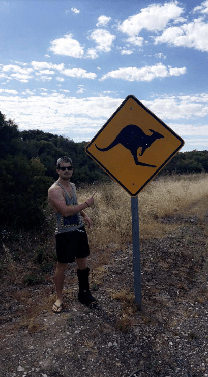  Ben fractured his ankle in the fall but that didn't stop him exploring the land down under