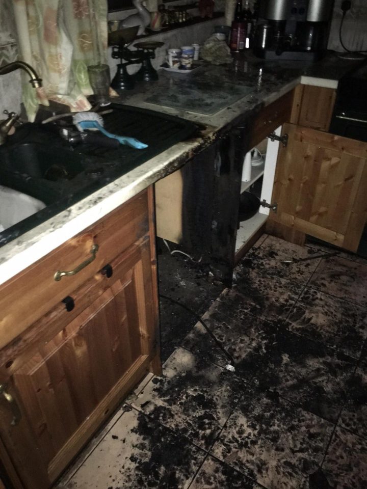  The flames and smoke caused severe damage to the kitchen, which cost more than £40,000 to repair