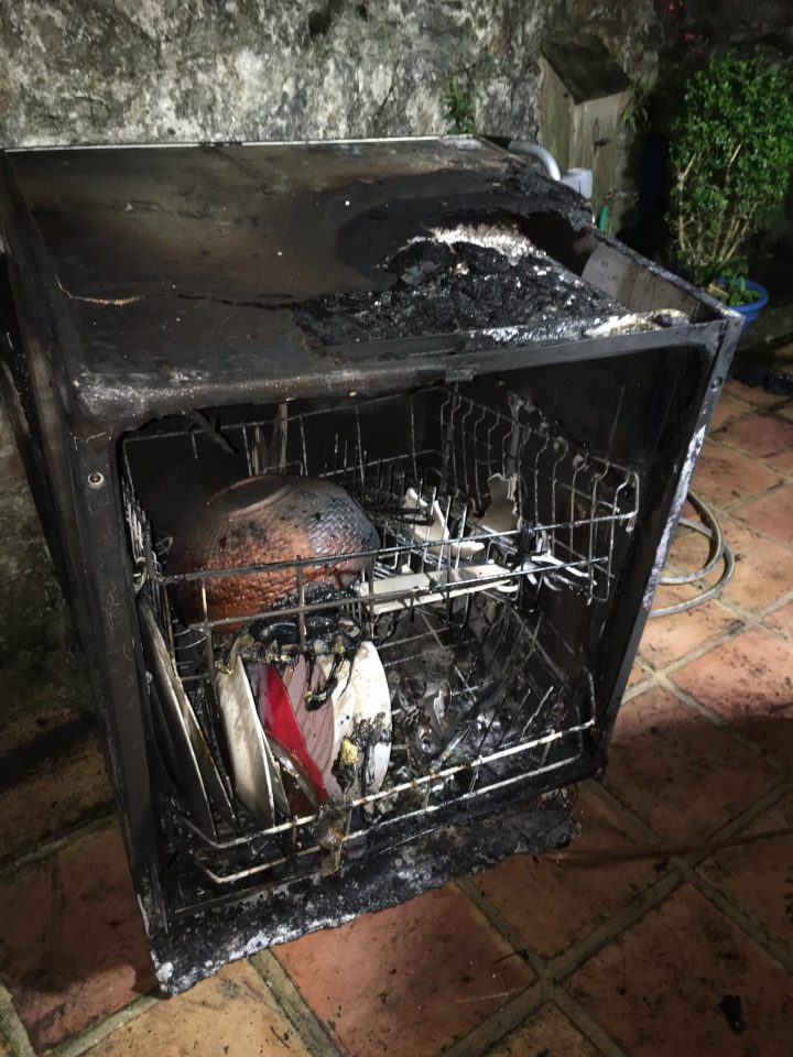  This the shocking aftermath of the fire which a couple claim was caused by their faulty dishwasher