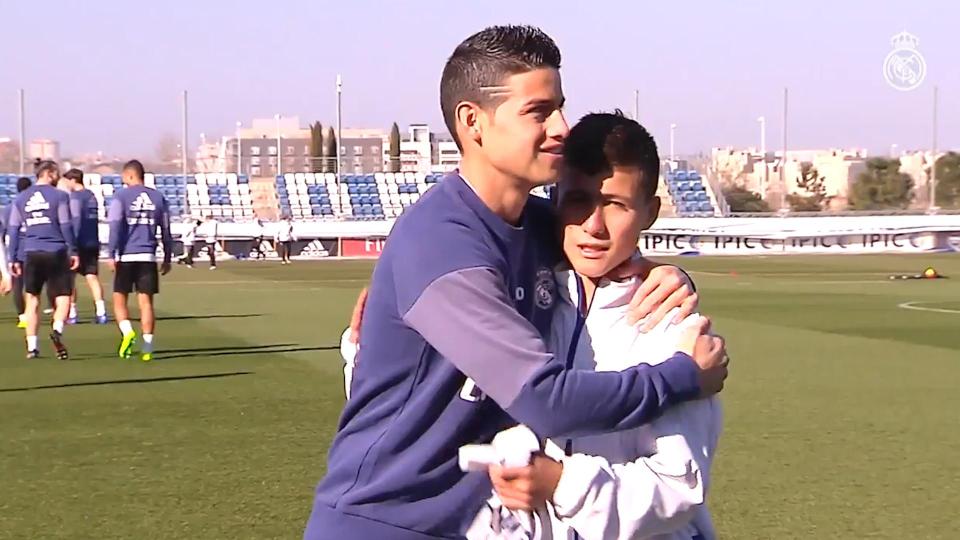  Ramirez gets a hug from James Rodriguez