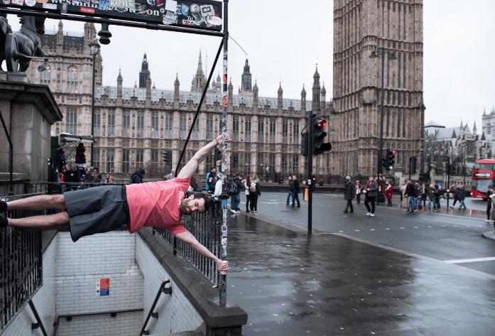  Erik Lundstein, above, broke the barbell backflip record in London