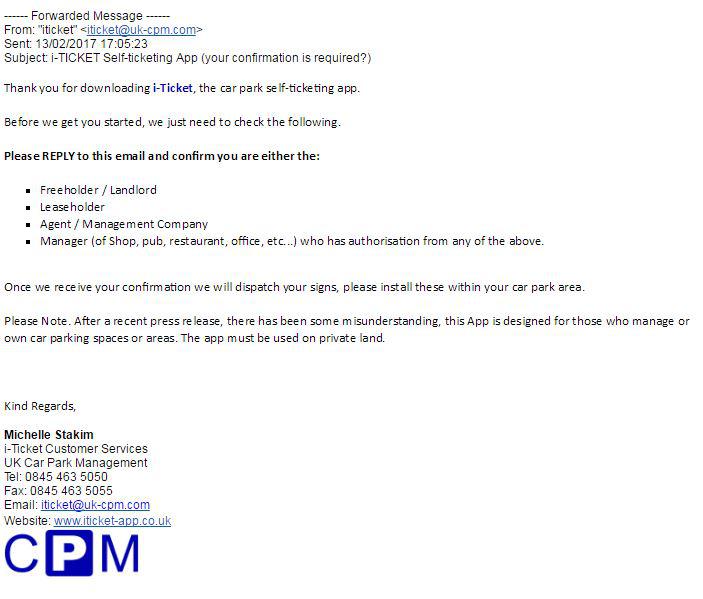  This is the email which was sent out to more than 200 aspiring amateur traffic wardens