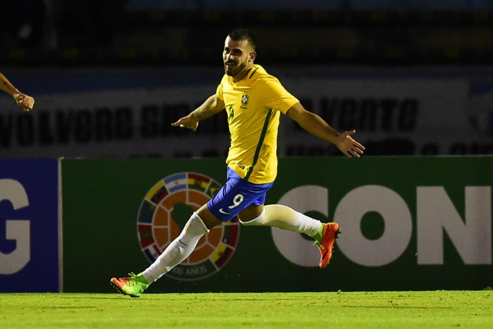  Felipe Vizeu celebrates a goal for Brazil against Argentina and U-20s champs