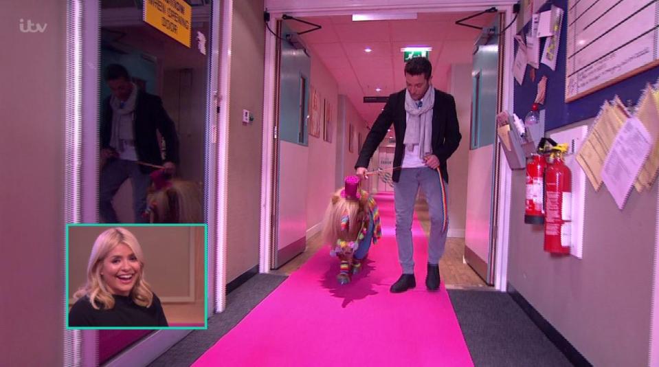  Gino D'Acampo led the animal out into the studio to surprise the birthday girl