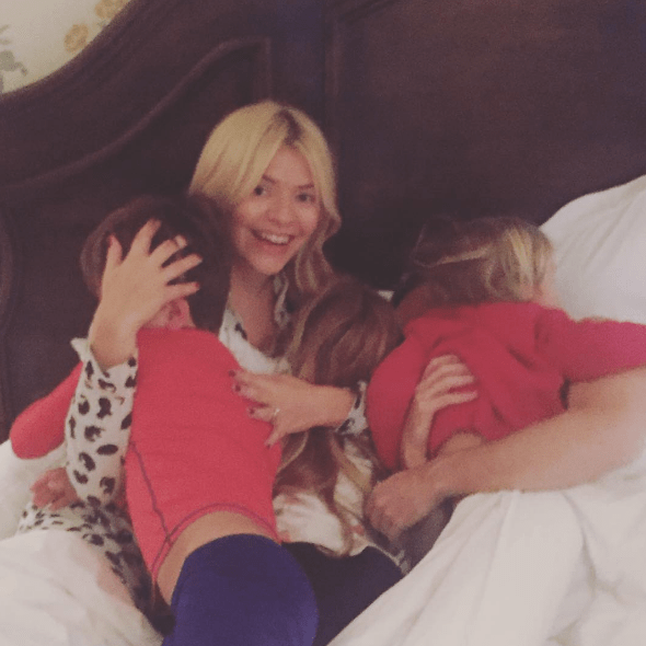  Holly Willoughby kicked off her 36th birthday with family snuggles in bed