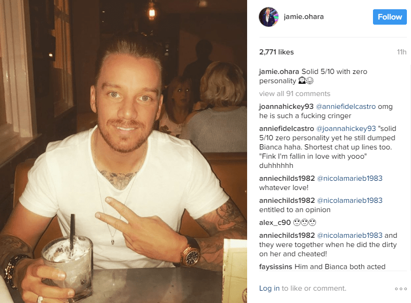  Jamie O'Hara posted a selfie with a cryptic caption