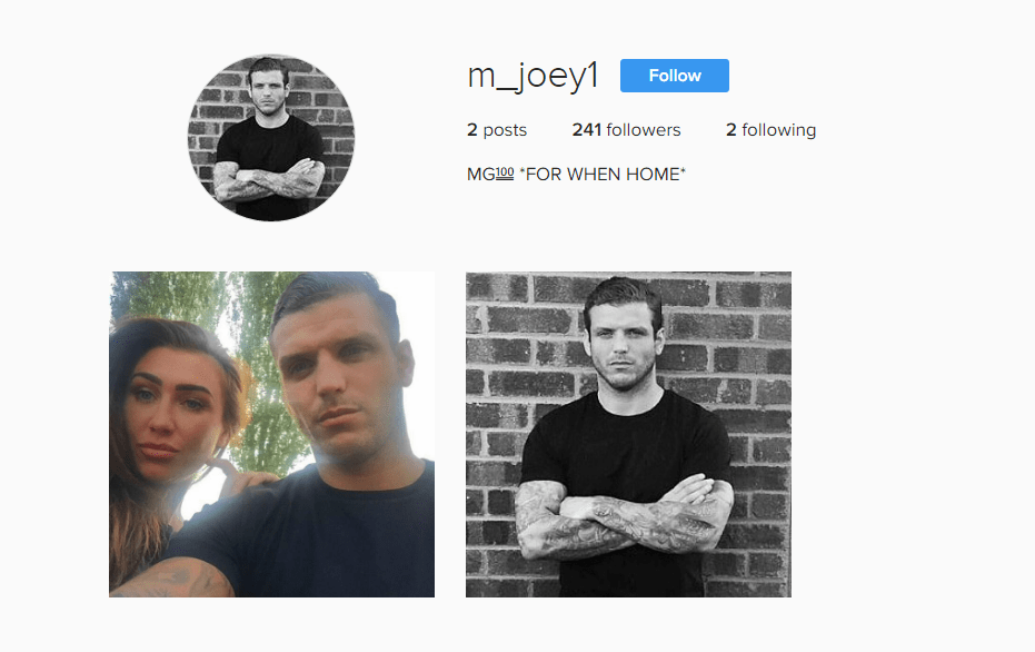  Joey Morrison's Instagram page which was set up by Lauren Goodger