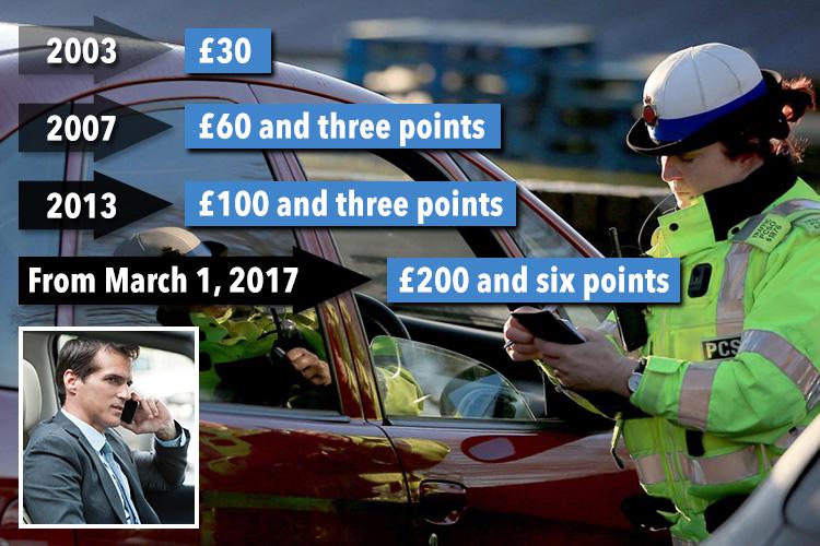  Motorists now face being whacked with six points and a £200 fine if they are caught by police