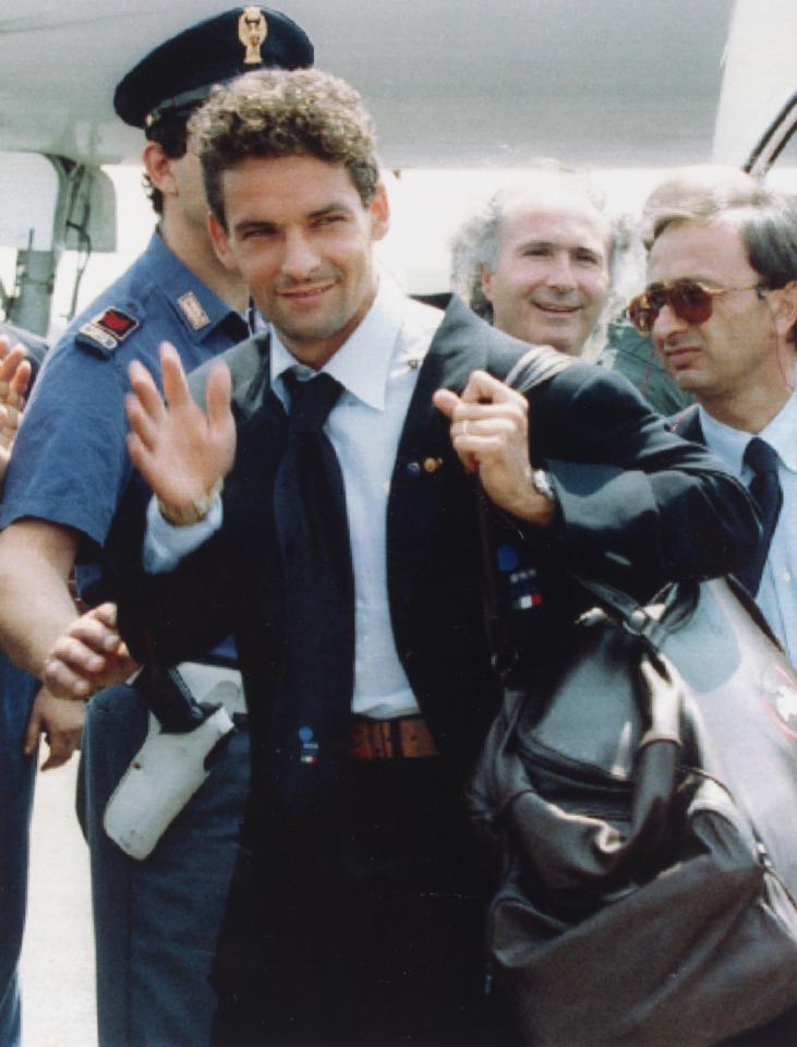  Roberto Baggio was welcomed back to Italy a hero following penalty miss