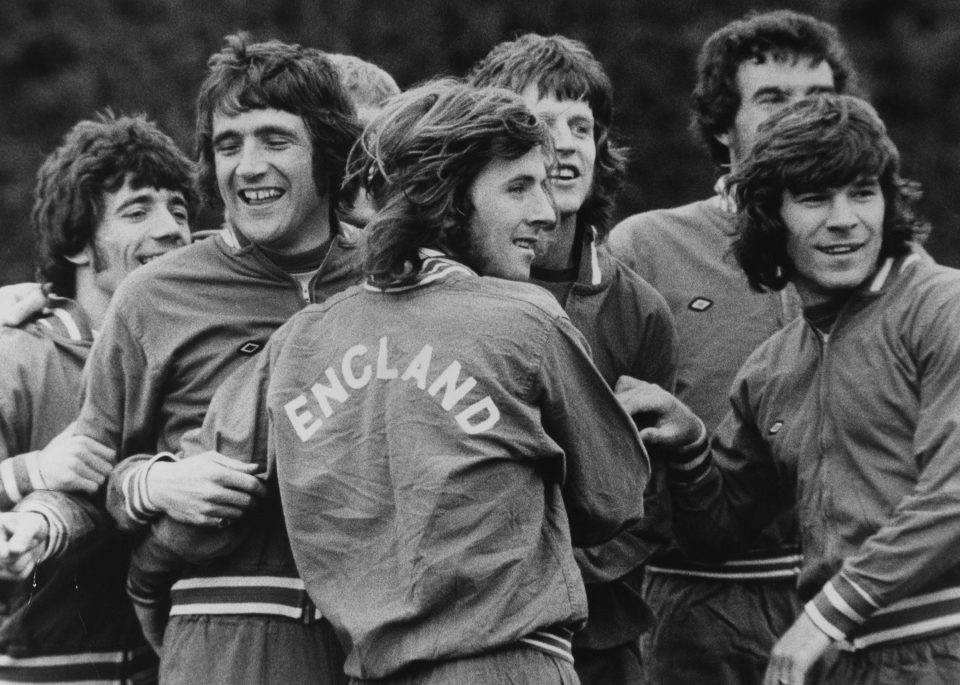  The 1974 England squad having a bit of fun...l/r Kevin Keegan, Norman Hunter, Bowles, Mick Channon and Malcolm Macdonald