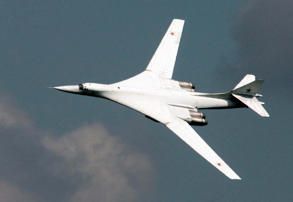  Russian Blackjack bombers identical to the one pictured flew close the UK's airspace but did not enter it, the Ministry of Defence has said