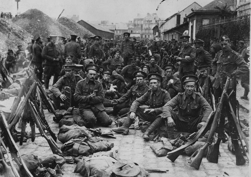  August 1914 - British soldiers, newly arrived in France preparing to go to the lines