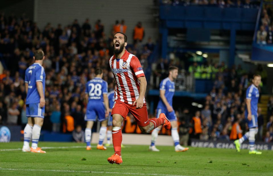  Atletico Madrid celebrate after overcoming Chelsea in 2014 Champs Lge semi-finals