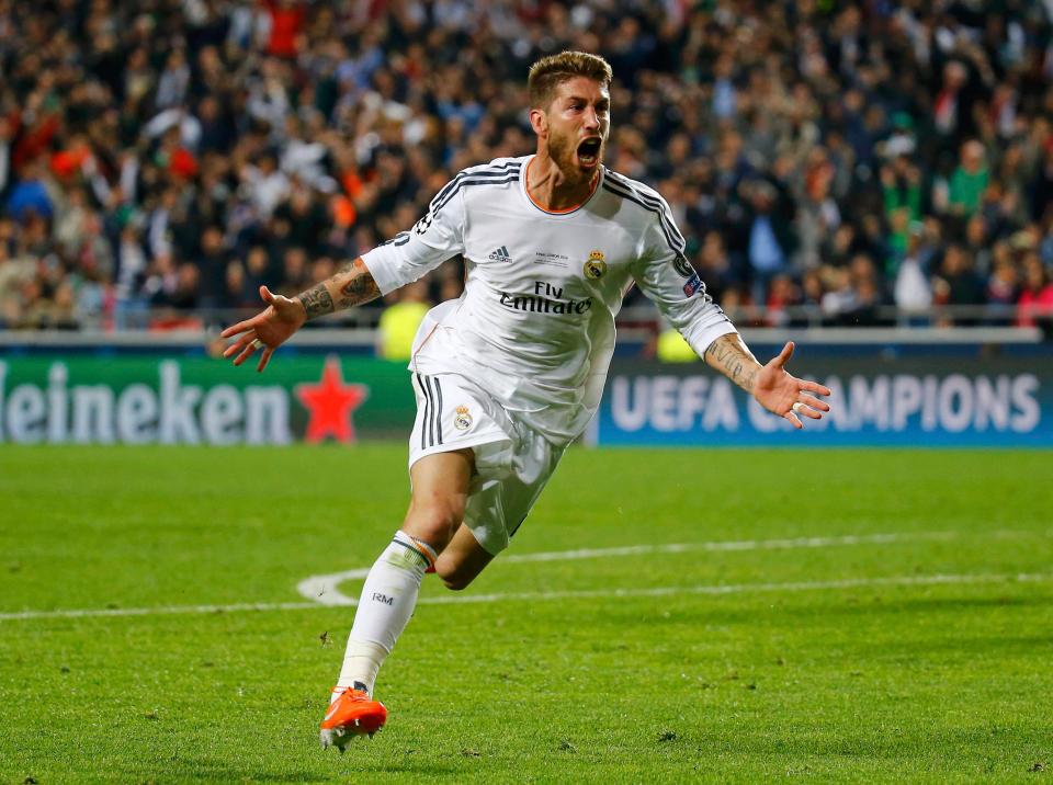  Sergio Ramos celebrates as he hands Real Madrid a lifeline with a 93rd-minute equaliser