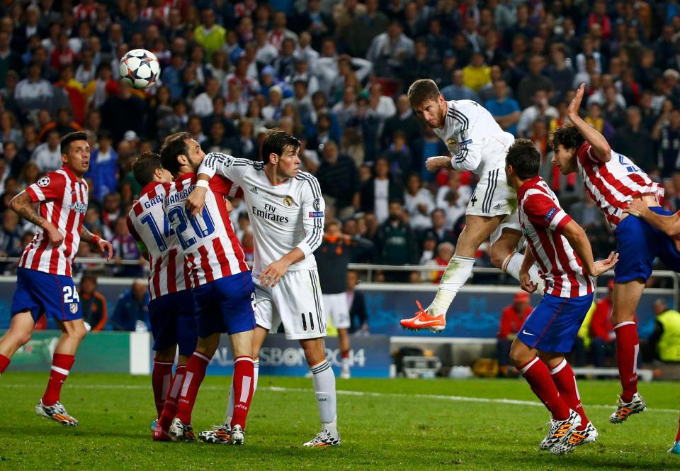  Sergio Ramos scored in the 93rd minute against Atletico Madrid in 2014 to help Real win their tenth Champions League