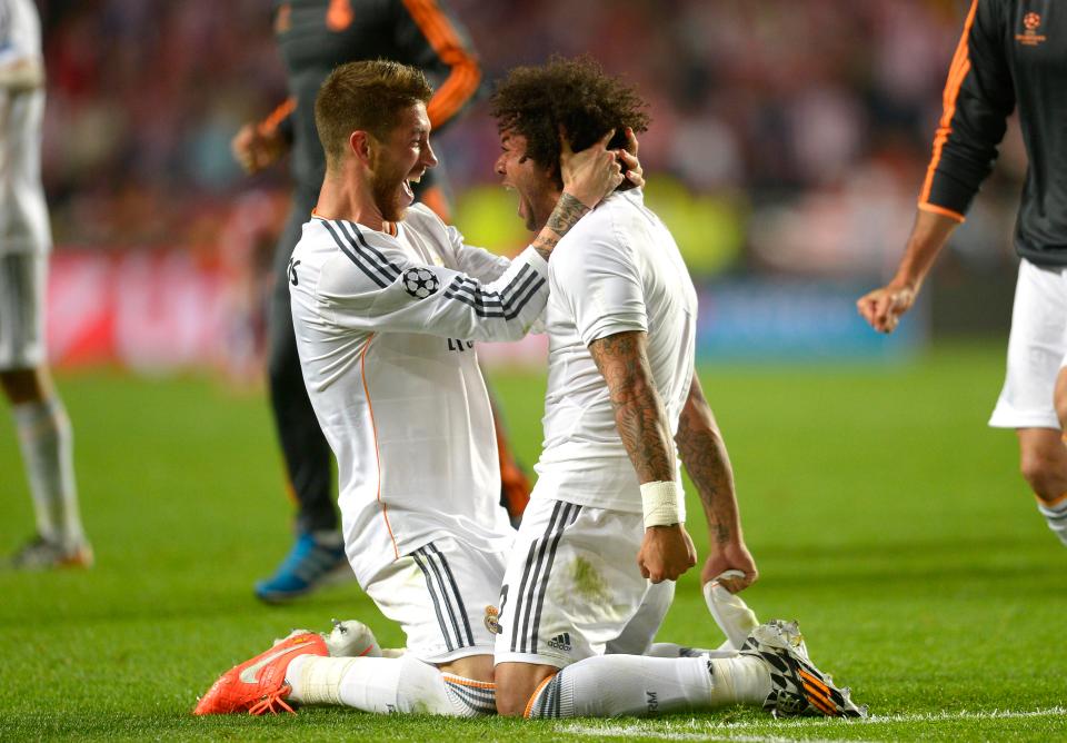  Sergio Ramos celebrates with Marcelo after Real Madrid are crowned European champions