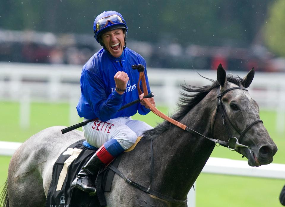  Frankie Dettori celebrates after winning the Gold Cup on Colour Vision in 2012