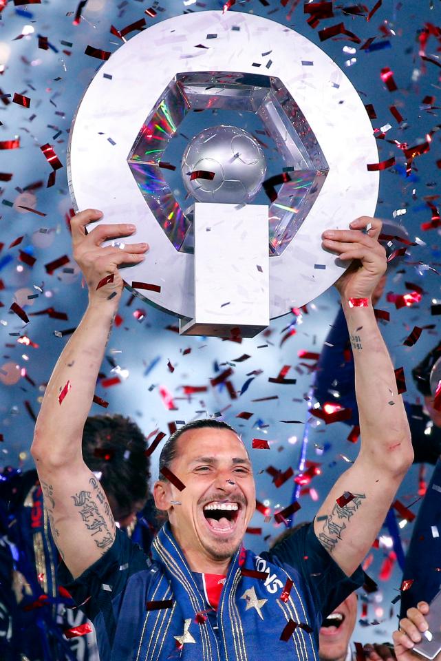  Ibrahimovic lifted the Ligue 1 title at PSG last season