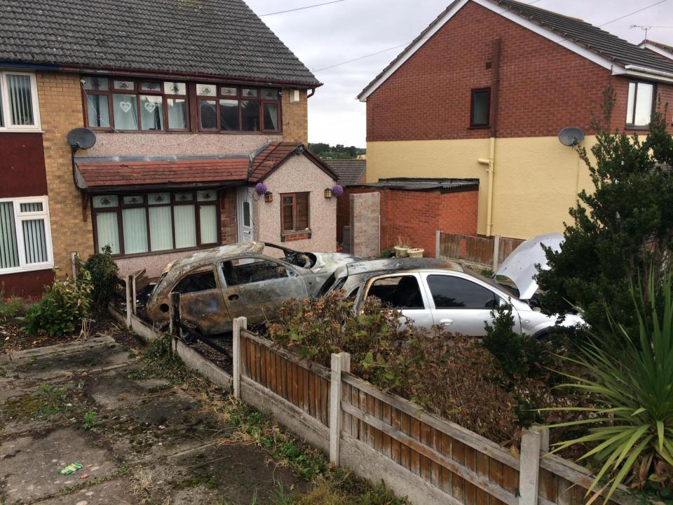  Cars were firebombed at the Cardiff home of Grandparents John and Eva McMurray and the house of Emma’s aunt Annabella Williams in Flint, north Wales