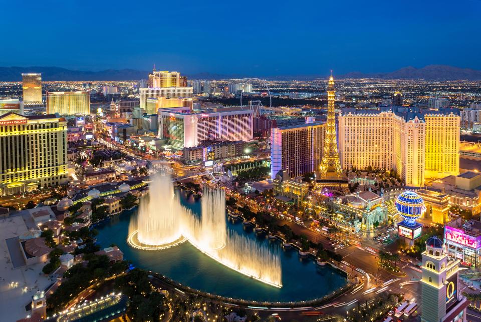  San Francisco and Las Vegas (pictured) have seen the largest declines in flight searches internationally