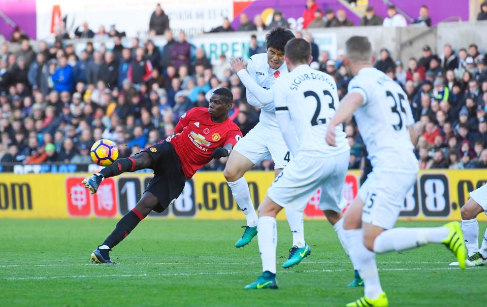  Pogba has shown flashes of brilliance including this stunner against Swansea City