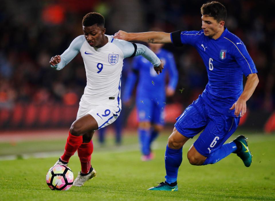  Highly-rated Mattia Caldara in action for Italy's Under-21s against England