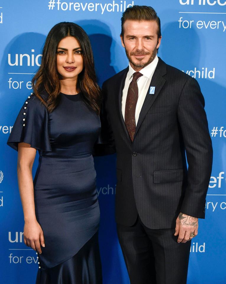  Actress Priyanka Chopra poses with Beckham, whose Unicef 7 fund has raised over £4.3million since 2015