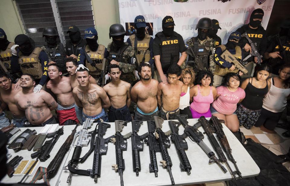  Another group of Barrio 18 members were arrested along with an arsenal of powerful firearms in Honduras last month