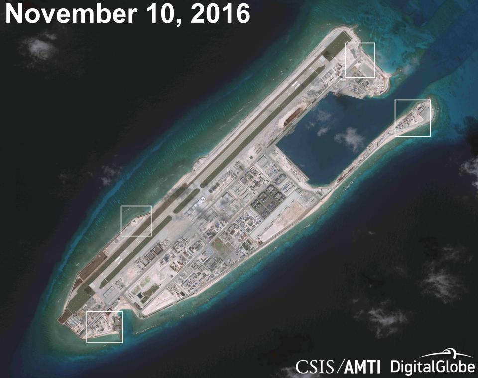  The artificial island Fiery Cross Reef is also bristling with weaponry