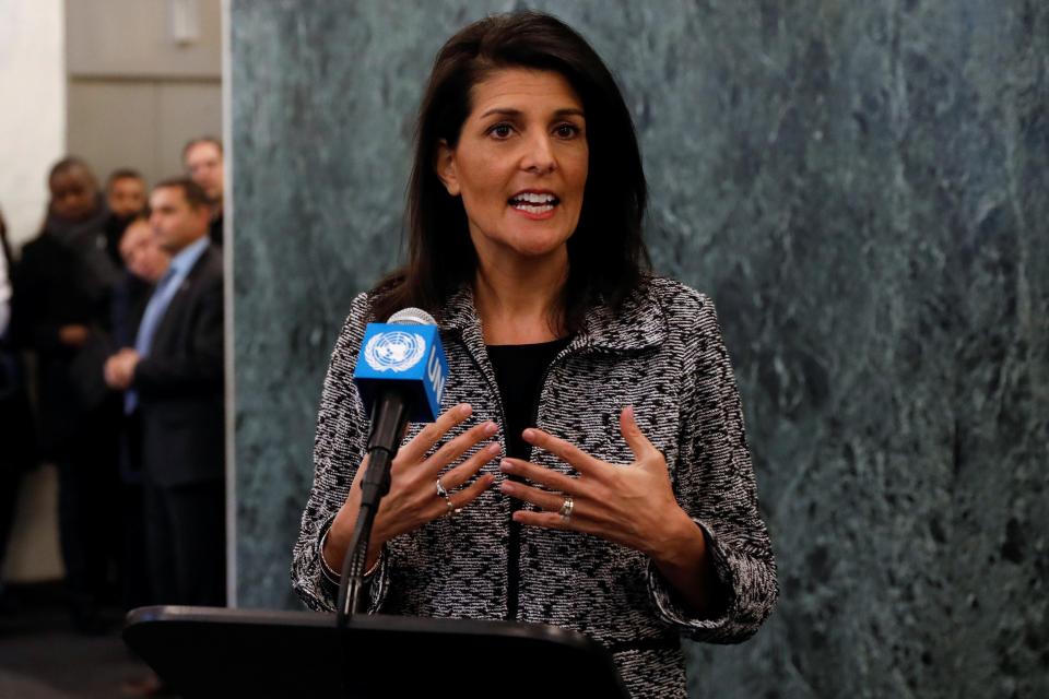  US ambassador to the UN Nikki Haley slammed Russia's 'aggressive actions'