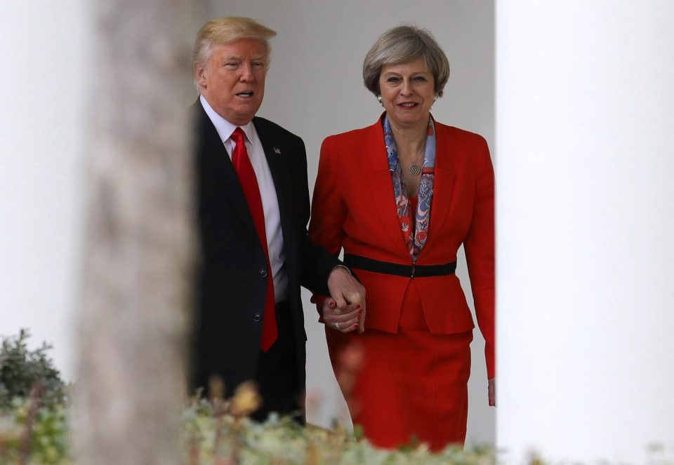  The PM was ridiculed after being spotted holding hands with Trump