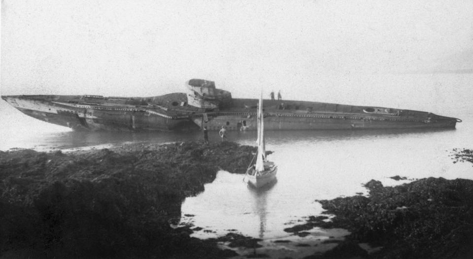  Stripped of their engines, submarines were difficult to tow and occasionally sank or wrecked on Britain’s beaches