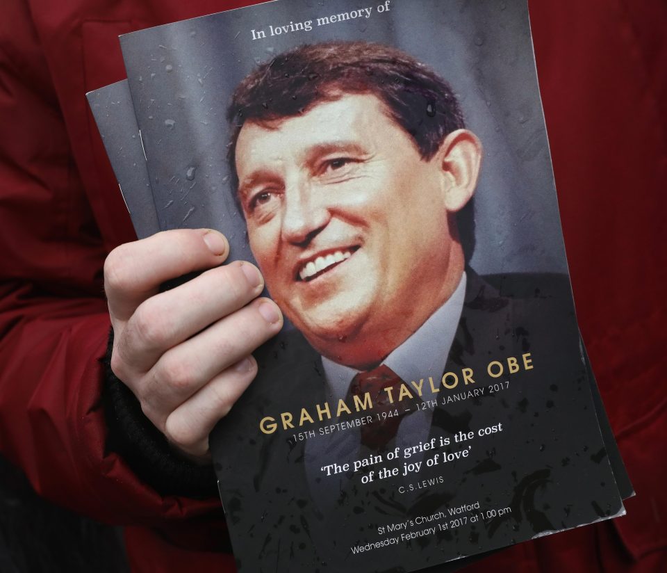  Graham Taylor's funeral was held at a church in Watford on Wednesday