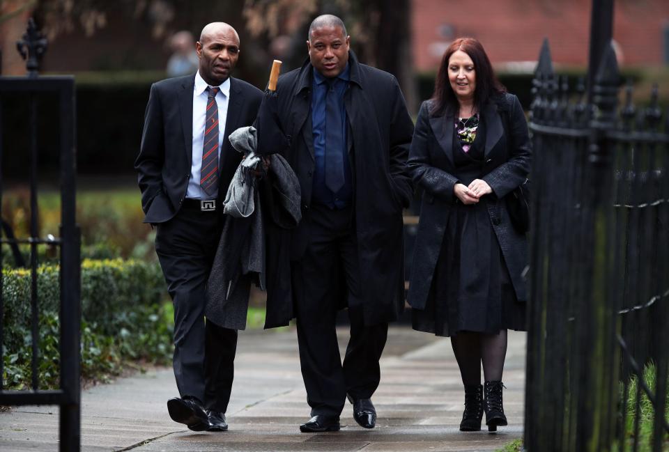  Luther Blissett and John Barnes make their way to the church