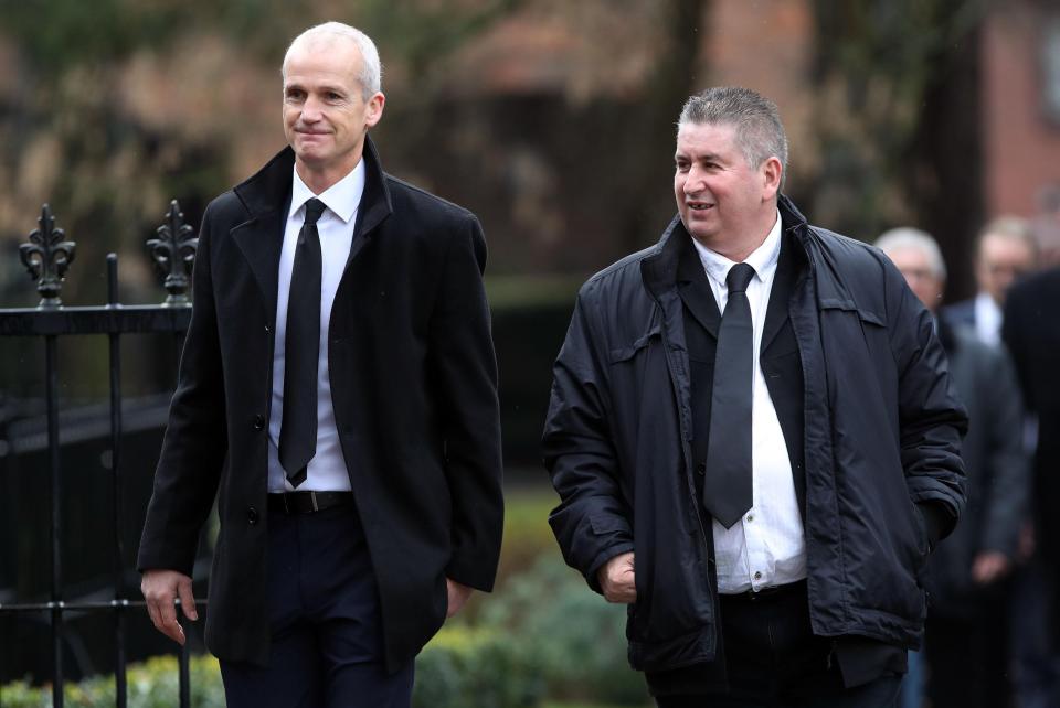  Richard Jobson (left) and Nigel Callaghan make their way into the church