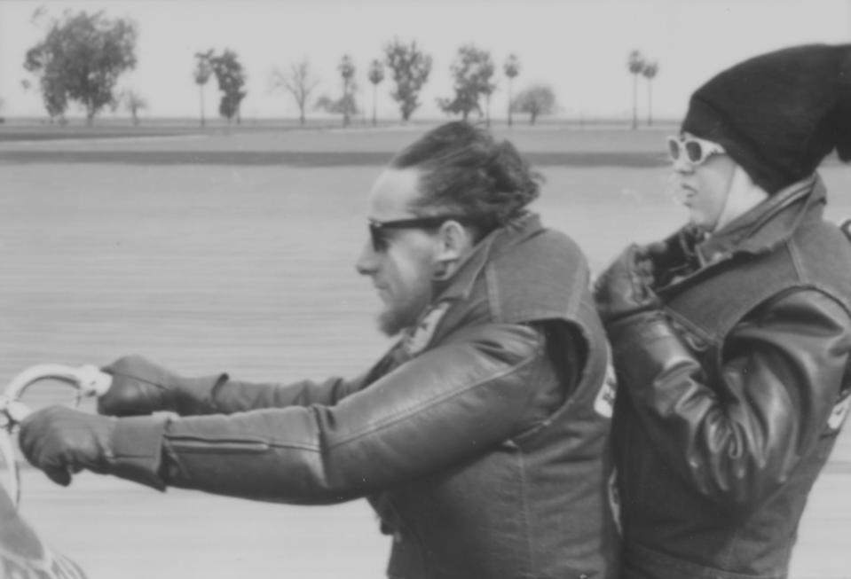  Hells Angels' member Otto with his 'old lady' riding pillion