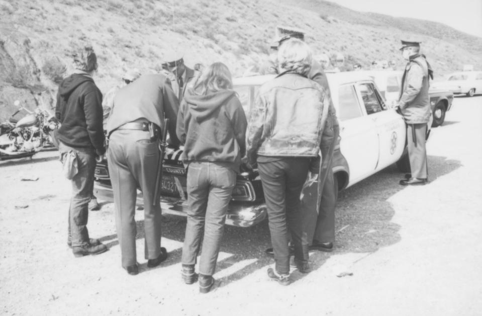  LA County Sheriffs probing Hells Angels' members and other bikers for illegal items during the rally