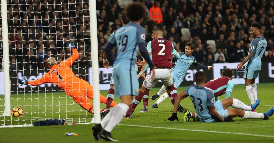  David Silva was left unmarked at the far post to double the City lead over West Ham